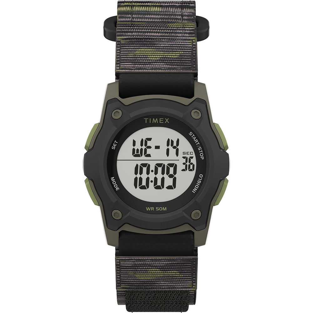 Timex Kids Digital 35mm Watch - Green Camo w/Fastwrap Strap [TW7C77500XY]