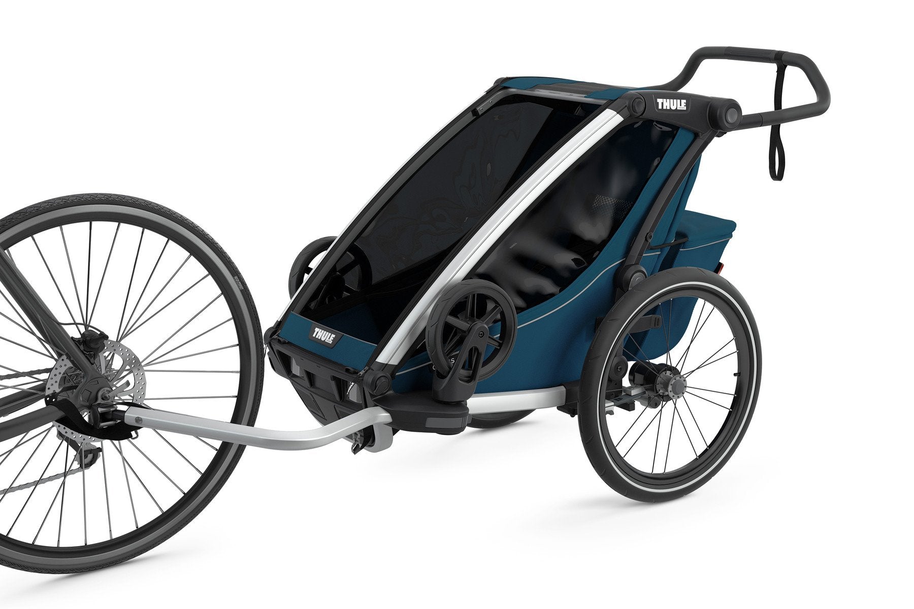 Thule Chariot Cross 1 Stroller and Bike Trailer Shown attached to Bike